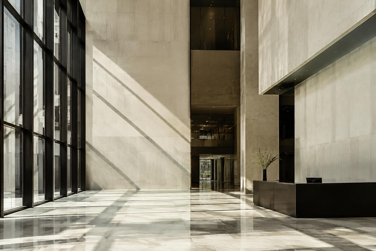 Stone atrium in morning light